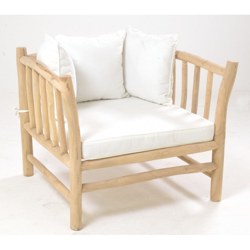 Teak Branch Chair With Scatterback Cushions